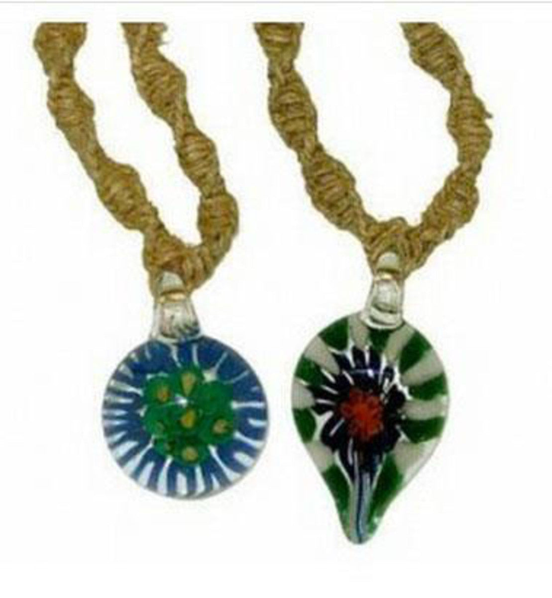 Custom Glass Pendant on Hemp Necklace - Designs Vary