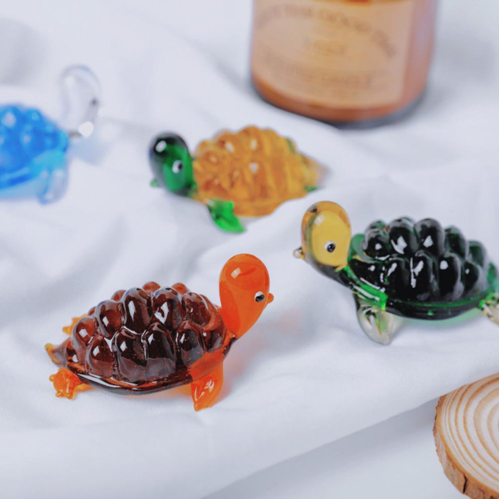 Custom Easy to Storage Practical Glass Flower Small Turtle Ornament Long Lasting Turtle Figurines Handicraft Desktop Decor