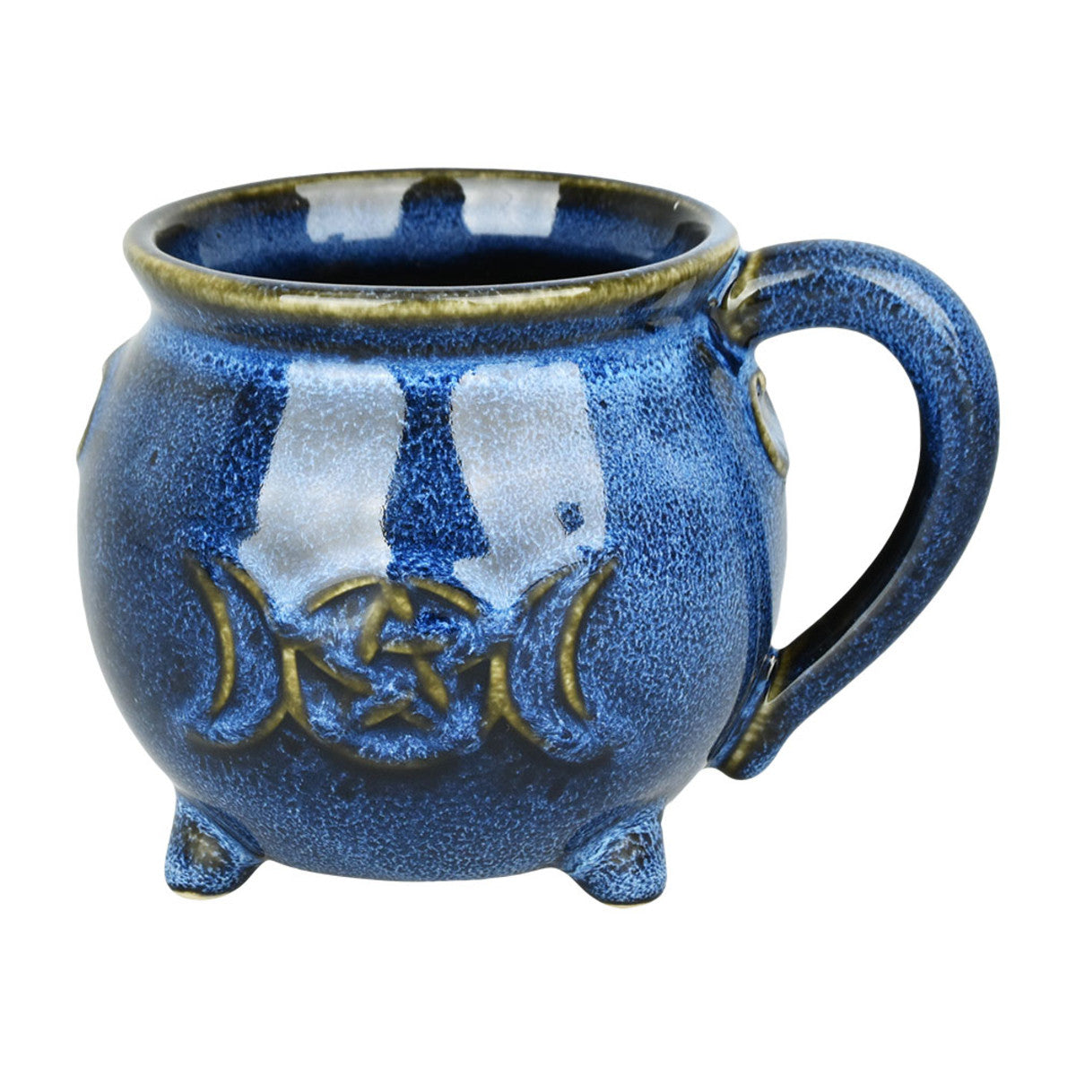 Blue Glazed Pentagram Moon Ceramic Mug