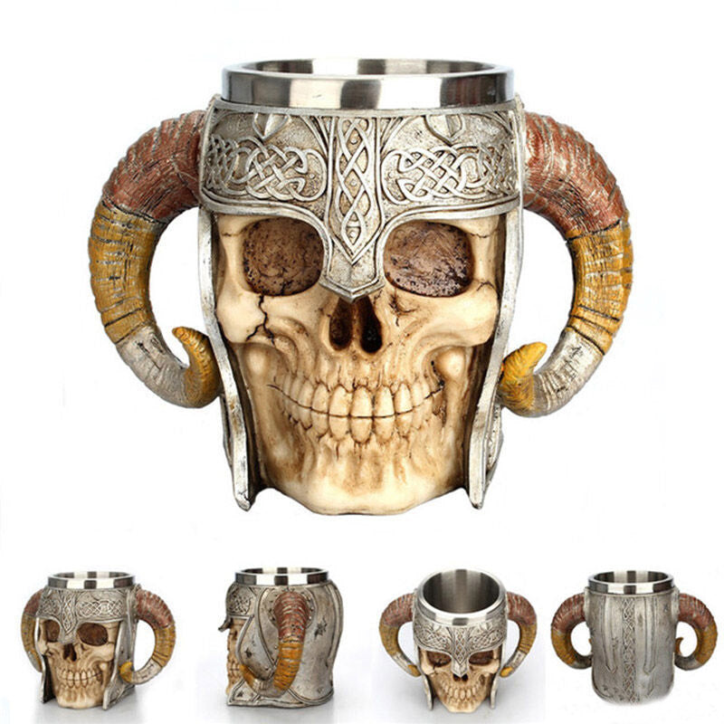 Ram Horn Skull Beer Mug